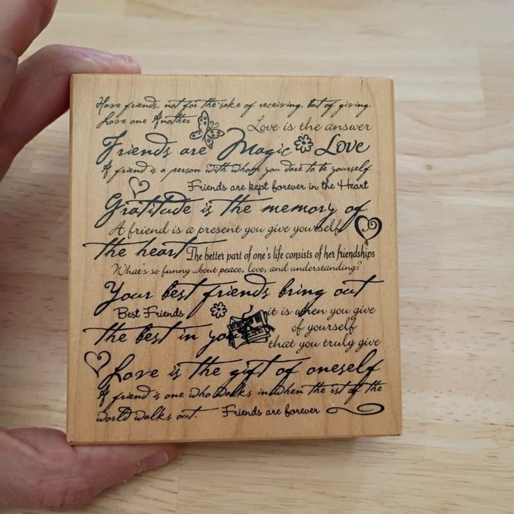 Vintage 2001 PSX K-3220 Large Wooden Rubber Stamp "Friends are Magic"